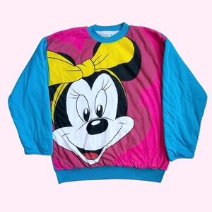 Vintage 80s 90s Sunday Comics Minnie Mouse Disney Puffy Sweatshirt Medium